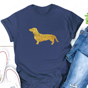 ANY BREED Gold Glitter Dog Design T- Shirt